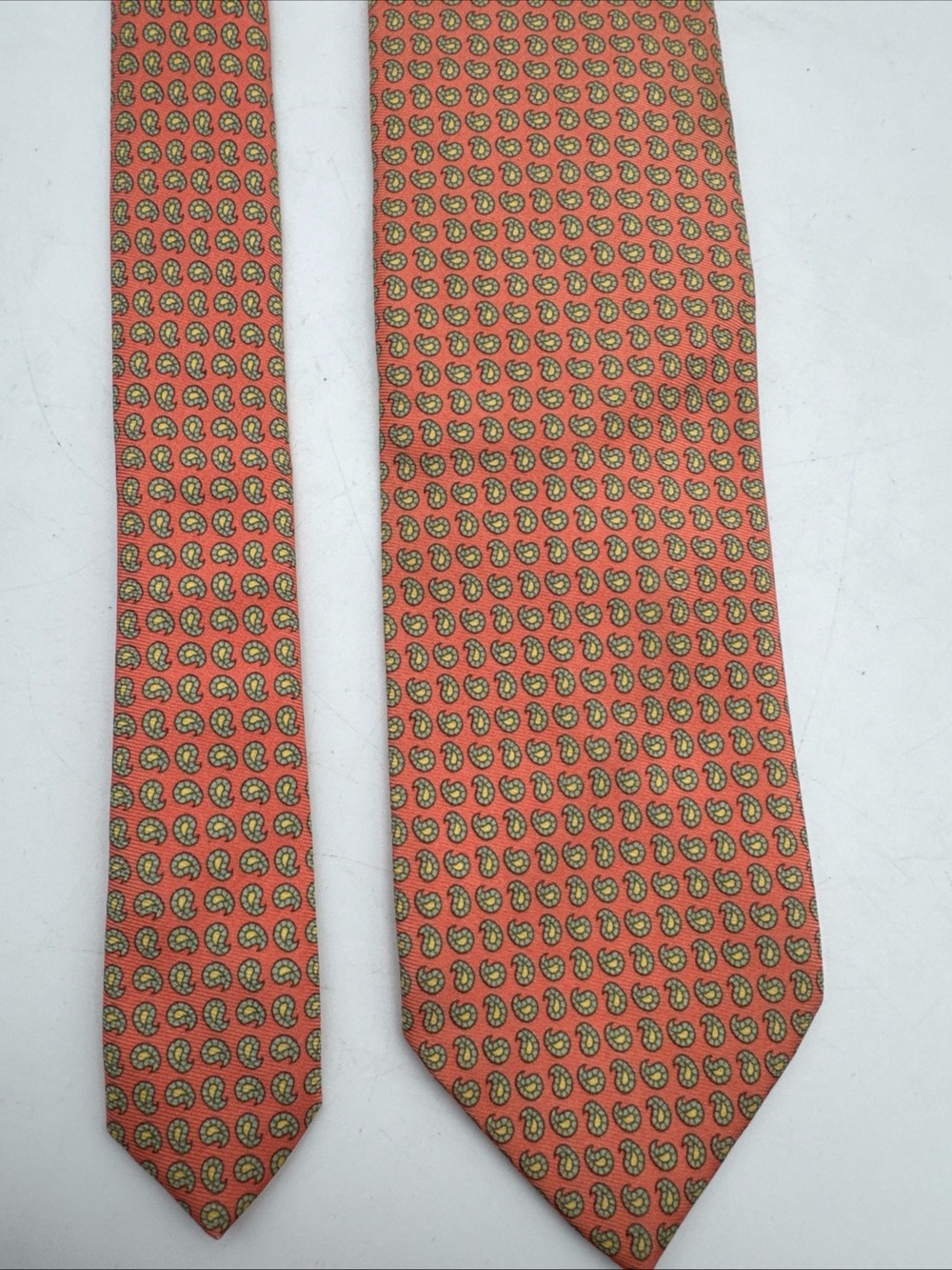 Polo Ralph Lauren Tie Peach Paisley Handmade Silk Vintage Orbach’s